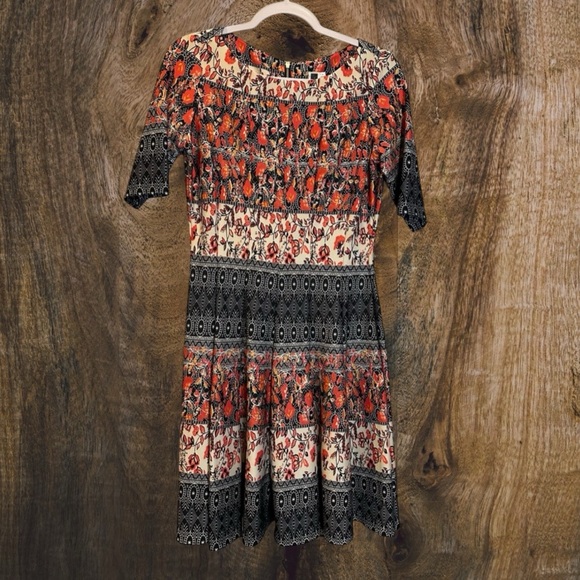 EUC Julian Taylor Fit & Flare Dress - Size 4 - coral/black/white - Picture 6 of 7